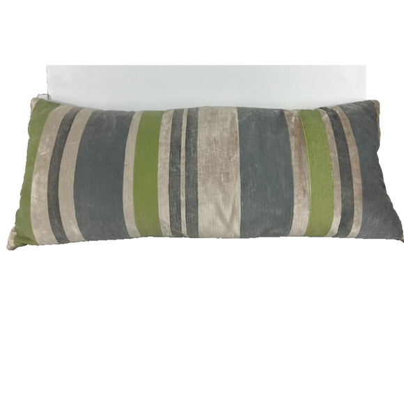 Galbraith and Paul Pillow Hand Block 30X13 Multi stripe Mist/Citron Velvet Down - Picture 3 of 12